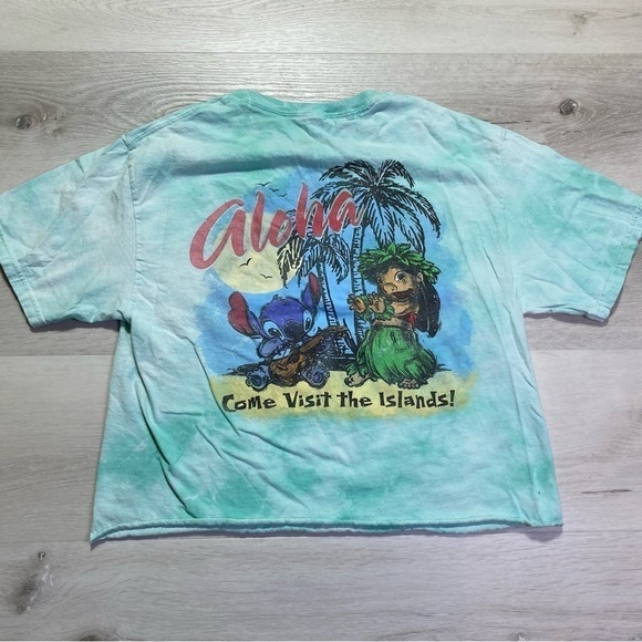Disney Lilo & Stitch Aloha Hand Cropped the Dye Graphic T-Shirt, Small - Picture 2 of 6